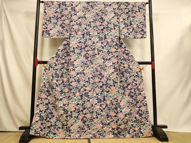 平和屋着物■上質な小紋　枝花文　正絹　逸品　未使用　AABI6034fw