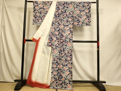 平和屋着物■上質な小紋　枝花文　正絹　逸品　未使用　AABI6034fw