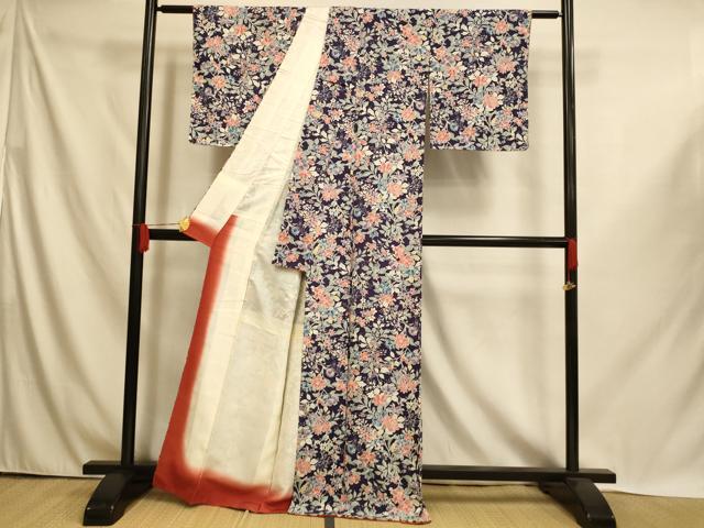 平和屋着物■上質な小紋　枝花文　正絹　逸品　未使用　AABI6034fw