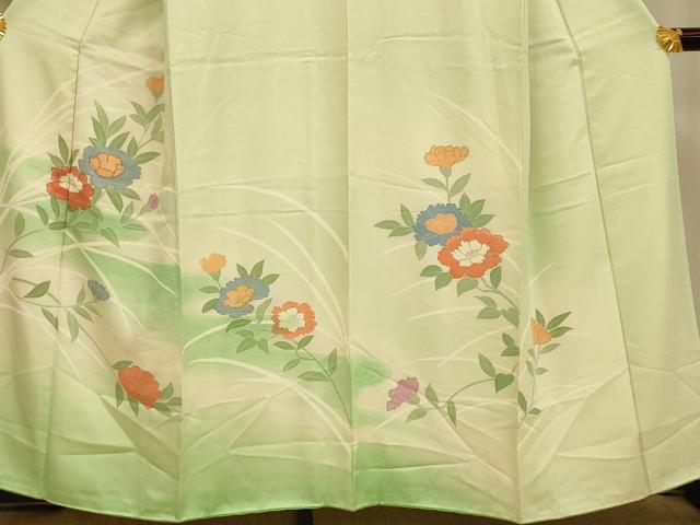 平和屋着物■訪問着　駒刺繍　更紗花流水文　暈し染め　金彩　正絹　逸品　AABI6035fw