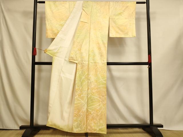 平和屋着物■上質な小紋　草花文　暈し染め　正絹　逸品　AABI6036fw