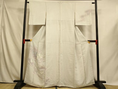 平和屋着物■訪問着　刺繍　松竹梅花束ね文　暈し染め　銀糸　正絹　逸品　AABI6037fw