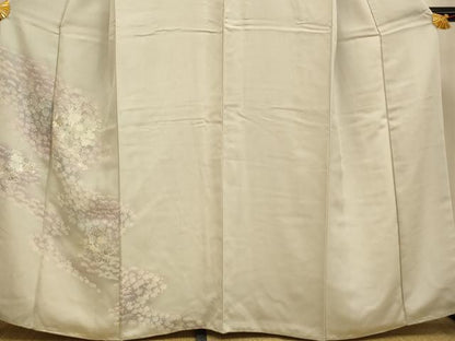 平和屋着物■訪問着　刺繍　松竹梅花束ね文　暈し染め　銀糸　正絹　逸品　AABI6037fw