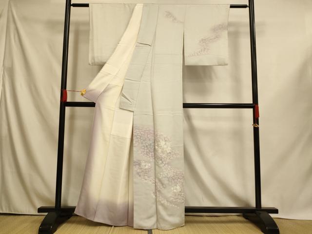 平和屋着物■訪問着　刺繍　松竹梅花束ね文　暈し染め　銀糸　正絹　逸品　AABI6037fw