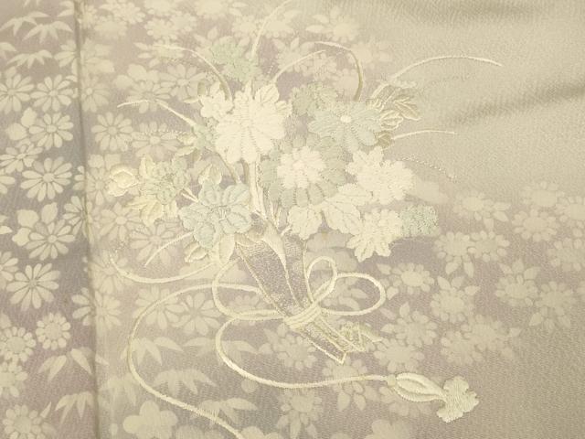 平和屋着物■訪問着　刺繍　松竹梅花束ね文　暈し染め　銀糸　正絹　逸品　AABI6037fw