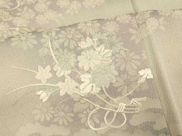 平和屋着物■訪問着　刺繍　松竹梅花束ね文　暈し染め　銀糸　正絹　逸品　AABI6037fw