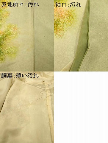 平和屋着物■訪問着　手描き　樹林文　暈し染め　正絹　逸品　AABI6038fw