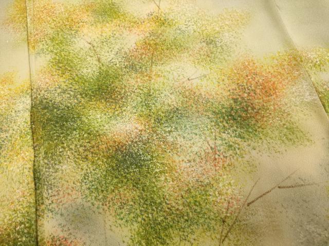 平和屋着物■訪問着　手描き　樹林文　暈し染め　正絹　逸品　AABI6038fw