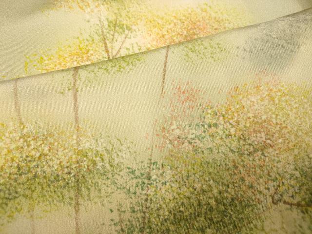 平和屋着物■訪問着　手描き　樹林文　暈し染め　正絹　逸品　AABI6038fw