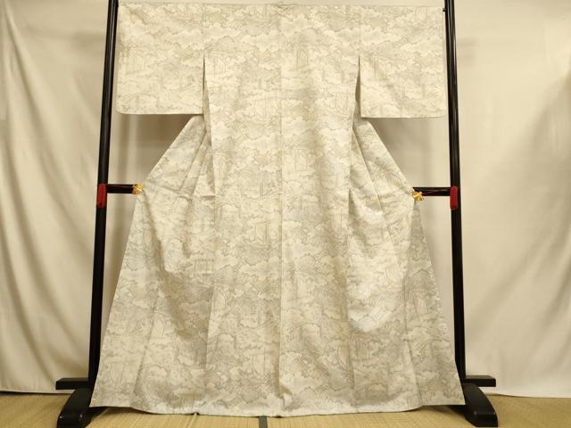平和屋着物■上質な紬　風景文　正絹　逸品　AABI6040fw