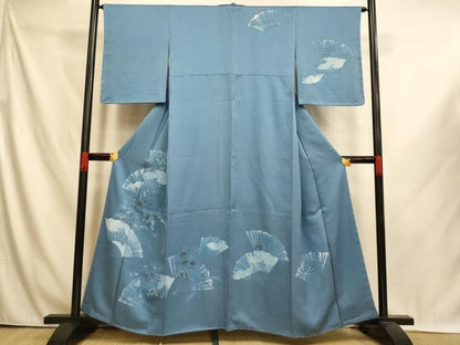 平和屋着物■訪問着　手描き　扇子花車文　正絹　逸品　未使用　AABI6041fw