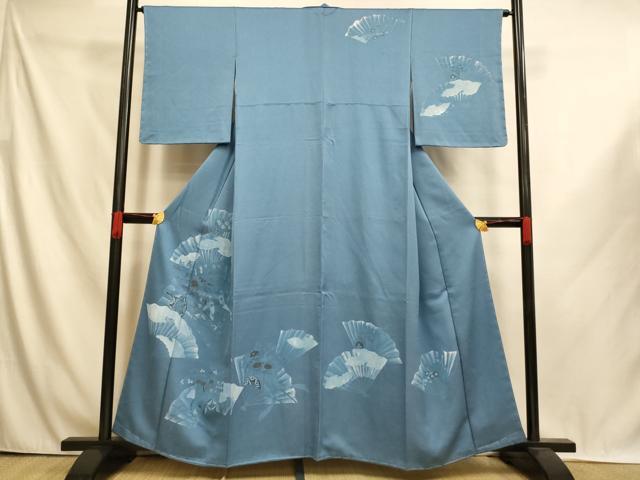 平和屋着物■訪問着　手描き　扇子花車文　正絹　逸品　未使用　AABI6041fw