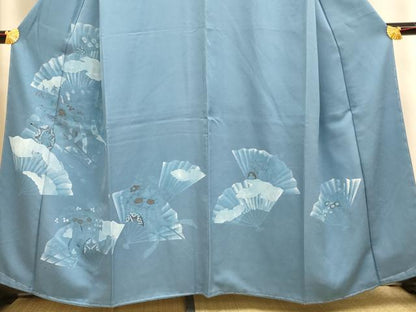 平和屋着物■訪問着　手描き　扇子花車文　正絹　逸品　未使用　AABI6041fw