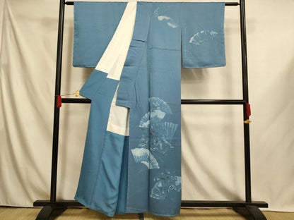 平和屋着物■訪問着　手描き　扇子花車文　正絹　逸品　未使用　AABI6041fw