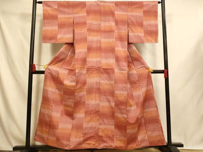 平和屋着物■上質な紬　霞格子　暈し染め　正絹　逸品　AABI6043fw