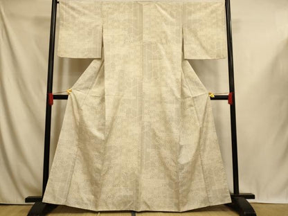 平和屋着物■上質な紬　エ霞麻の葉文　正絹　逸品　AABI6044fw