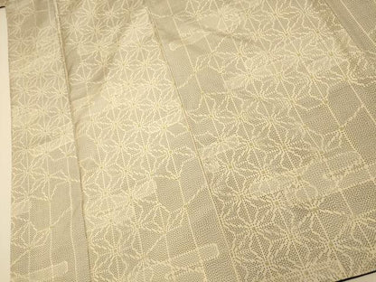 平和屋着物■上質な紬　エ霞麻の葉文　正絹　逸品　AABI6044fw