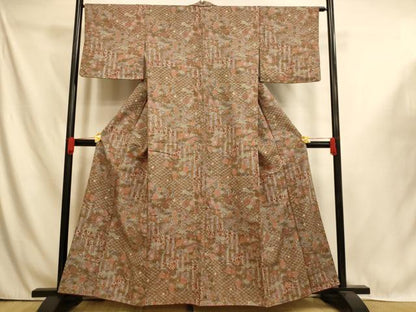 平和屋着物■上質な小紋　紬地　松竹梅文　正絹　逸品　AABI6046fw