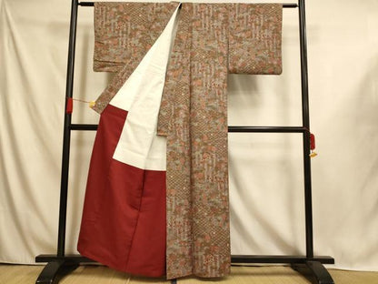 平和屋着物■上質な小紋　紬地　松竹梅文　正絹　逸品　AABI6046fw