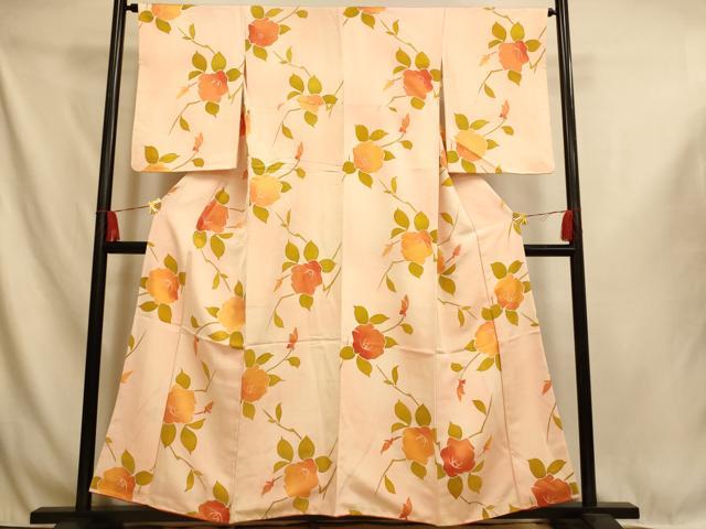 平和屋着物■上質な小紋　地紋起こし　霞枝花文　暈し染め　正絹　逸品　AABI6049fw