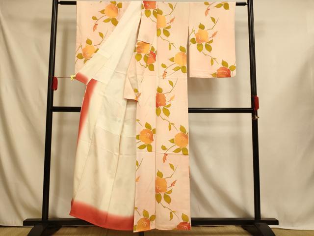 平和屋着物■上質な小紋　地紋起こし　霞枝花文　暈し染め　正絹　逸品　AABI6049fw