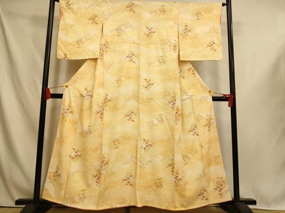 平和屋着物■上質な小紋　草花雲取り文　暈し染め　正絹　逸品　AABI6052fw