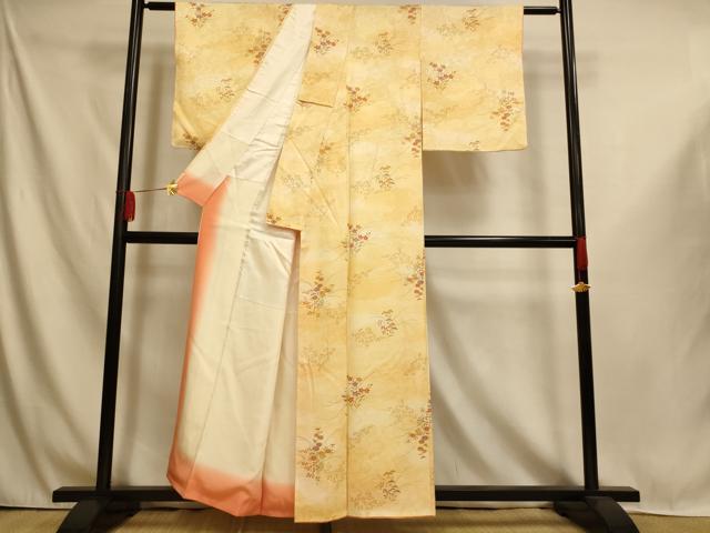 平和屋着物■上質な小紋　草花雲取り文　暈し染め　正絹　逸品　AABI6052fw