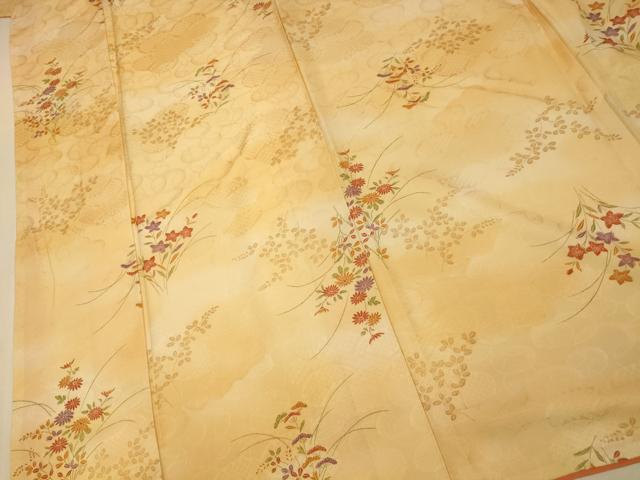 平和屋着物■上質な小紋　草花雲取り文　暈し染め　正絹　逸品　AABI6052fw