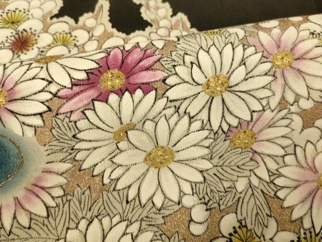平和屋着物■豪華黒留袖　草花流水文　梅　暈し染め　金彩　正絹　逸品　AABI6055fw