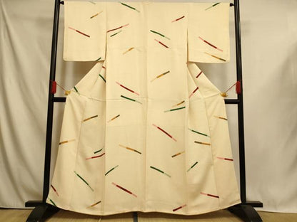 平和屋着物■上質な小紋　横段文　正絹　逸品　AABI6059fw