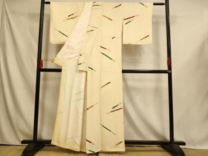 平和屋着物■上質な小紋　横段文　正絹　逸品　AABI6059fw