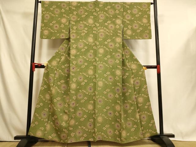 平和屋着物■上質な小紋　型染め　花唐草文　正絹　逸品　AABI6070fw