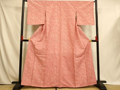 平和屋着物■江戸小紋　雪輪草花文　正絹　逸品　AABI6078fw