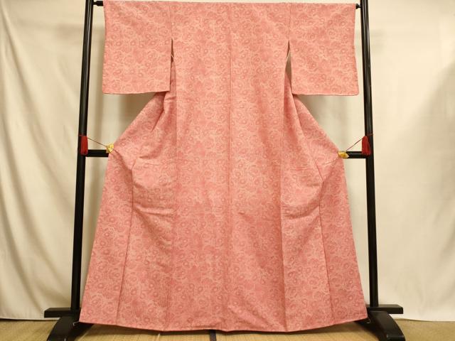平和屋着物■江戸小紋　雪輪草花文　正絹　逸品　AABI6078fw