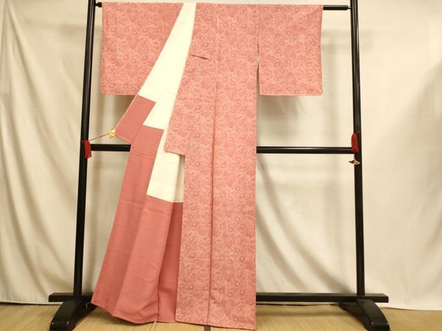 平和屋着物■江戸小紋　雪輪草花文　正絹　逸品　AABI6078fw