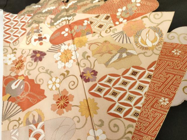 平和屋着物●豪華黒留袖　駒刺繍　飛鶴吉祥松竹梅文　金彩　正絹　逸品　AABI6086cs