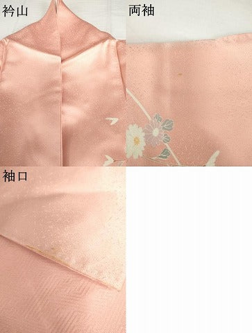 平和屋着物●訪問着　駒刺繍　花蝶文　暈し染め　金彩　正絹　逸品　AABI6092cs