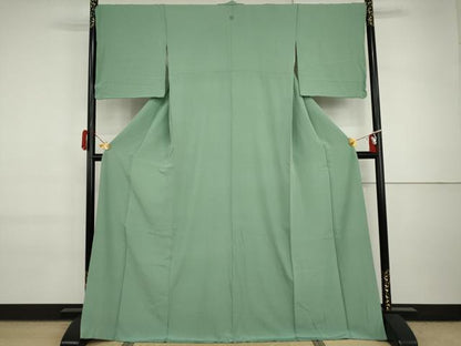 平和屋着物●上質な色無地　青磁色　正絹　逸品　AABI6096cs