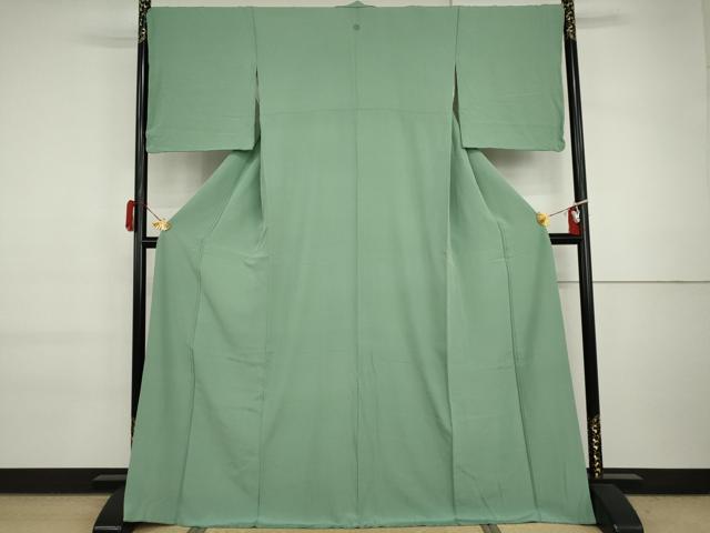 平和屋着物●上質な色無地　青磁色　正絹　逸品　AABI6096cs