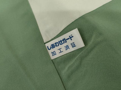 平和屋着物●上質な色無地　青磁色　正絹　逸品　AABI6096cs
