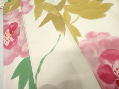 平和屋着物●上質な小紋　手描き　草花文　正絹　逸品　AABI6099cs
