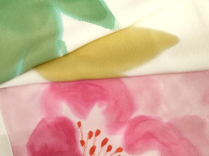 平和屋着物●上質な小紋　手描き　草花文　正絹　逸品　AABI6099cs