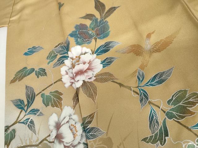平和屋着物●訪問着　手描き　花蝶文　暈し染め　金銀彩　正絹　逸品　AABI6101cs