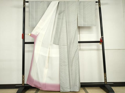 平和屋着物●本場大島紬　白大島　カタス7マルキ　麻の葉間道　大島紬美幸謹製　窪田織物　さが美扱い　証紙付き　正絹　逸品　AABI6102cs