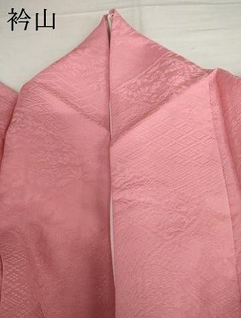 平和屋着物●上質な色無地　吉祥花唐草地紋　桃色　正絹　逸品　AABI6104cs