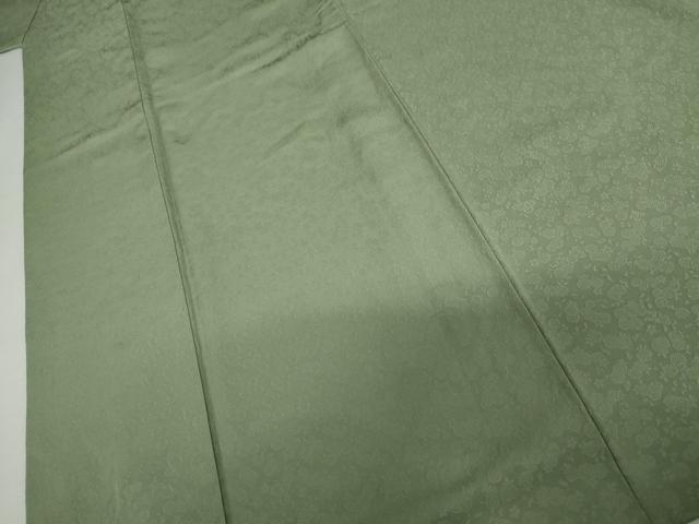平和屋着物●上質な色無地　作家物　徳祐　菊地紋　山葵色　正絹　逸品　AABI6108cs