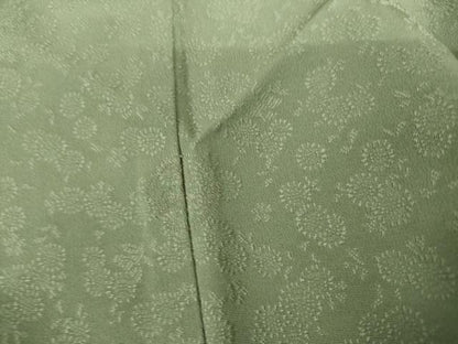 平和屋着物●上質な色無地　作家物　徳祐　菊地紋　山葵色　正絹　逸品　AABI6108cs