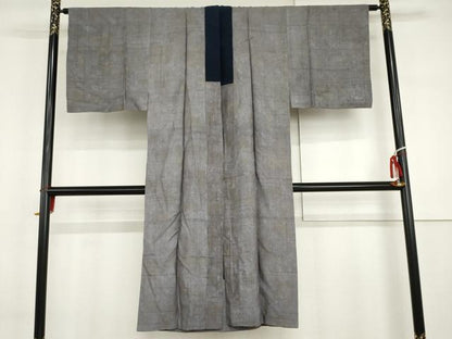 平和屋着物●男性　長襦袢　袷　紬地　手描き　富士山　正絹　逸品　AABI6113cs