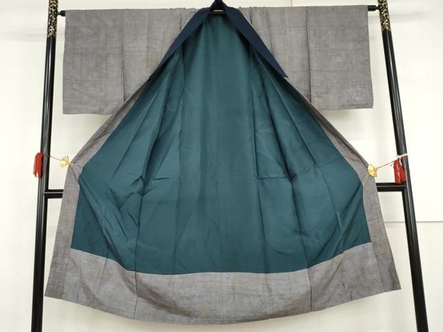 平和屋着物●男性　長襦袢　袷　紬地　手描き　富士山　正絹　逸品　AABI6113cs