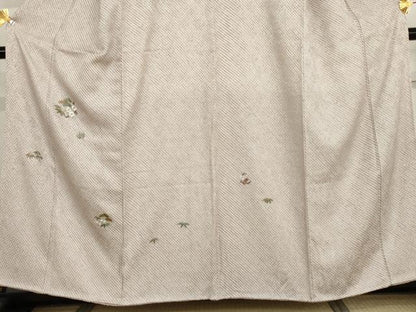 平和屋着物●訪問着　総絞り　刺繍　松竹梅丸文　金糸　正絹　逸品　AABI6114cs
